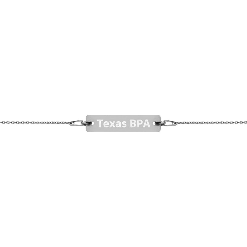 Texas BPA Engraved Silver Bar Chain Bracelet
