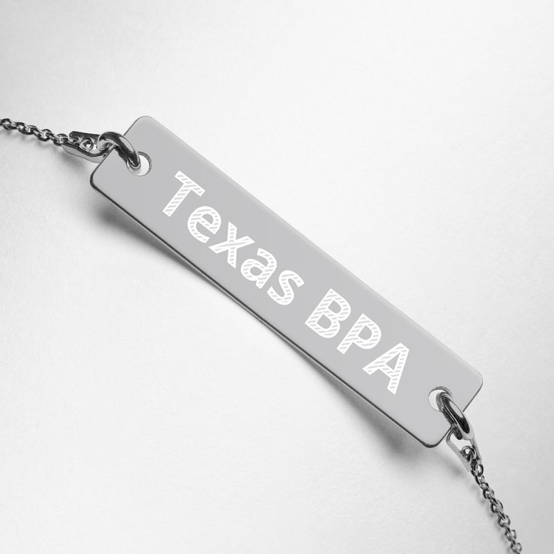 Engraved Texas BPA Silver Bar Chain Necklace