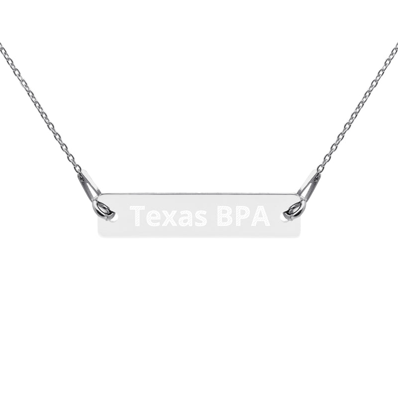 Engraved Texas BPA Silver Bar Chain Necklace